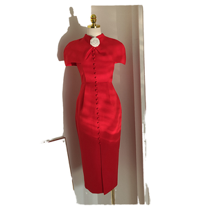 Vestido Corto de Manga Corta para Mujer, Cuello Mandarín, Informal, Ligero, Cómodo, para Uso Diario, con Personalización OEM - Product Image 1