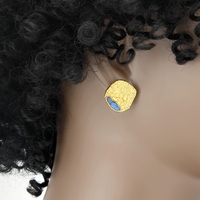 Boucles d'oreilles clous sophistiquées en laiton avec pierre semi-précieuse, bijoux tendance pour femme, accessoire quotidien