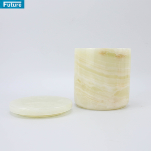 Naturale in marmo onice portacandele in pietra aromaterapia profumata barattolo di candela rotondo con coperchio festa di nozze per la casa al coperto - Product Image 5