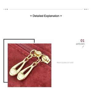 Pochette de maquillage en velours doux et moelleux avec double fermeture éclair dorée, durable, légère, portable, pour le rangement, pour femmes - Product Image 3