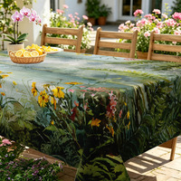 Nappe de table rectangulaire lavable de qualité supérieure pour banquets et fêtes, motif floral artistique aquarelle, vente en gros