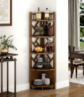 Étagère d'angle en bambou naturel à cinq niveaux, style chinois moderne, gain de place, présentoir mural pour salon