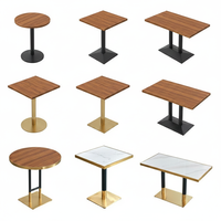 Vente directe d'usine, table à manger moderne aspect marbre, base en acier inoxydable, table de café ou de restaurant en bois grainé pour 3 à 4 personnes