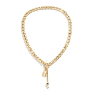 Inspire Jewelry - Collar de cadena con colgante de llave y bola de acero inoxidable para hombre, chapado en oro de 18 quilates, <span class=keywords><strong>minimalista</strong></span> - Product Image 6