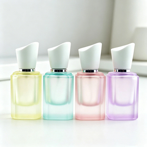 In Stock Screw-Top Frosted Macaron Perfume Dispensing Bottle Square Glass Portable Spray with <b>Reed</b> <b>Diffuser</b> - Product Image 2