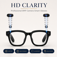 Lunettes Intelligentes IA avec Caméra HD 8MP, Enregistrement Photo et Vidéo, Lecture Audio à Oreille Ouverte, Écoute Musicale, Assistant Vocal en Temps Réel, Sans Fil