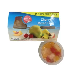 Mangkuk buah Diced peach in 100% jus 4 oz Mini Mix koktail Jelly cangkir buah