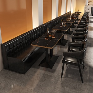 Móveis Modernos para Lounge de Hotel e Restaurante, Sofá para Bar e Clube Noturno, Conjunto de Cadeiras e Mesas em Forma de U e L em Couro PU e Metal - Product Image 4
