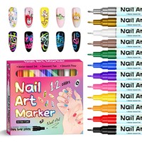Ensemble de 12/24 stylos pour nail art, stylos à peinture acrylique 3D, stylos à points pour nail art, stylos à peinture acrylique, stylos à pointe fine avec pointe extra fine