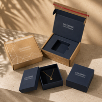 Boîte à courrier personnalisée pour bijoux, emballage plat, rabat magnétique, vernis mat, insert en velours pour l'expédition e-commerce