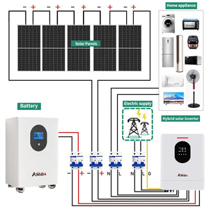 Système d'énergie solaire photovoltaïque hybride connecté au réseau de 5 kW à 25 kW avec panneaux solaires et système complet de batterie 10 kWh 20 kWh 30 kWh 40 kWh HES43FT hors réseau - Product Image 1