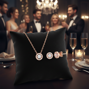 Stylish Elegant Classic Gold Plated Sterling <b>Silver</b> Zircon Anti Allergic Water Drop <b>Stud</b> <b>Earring</b> Necklace <b>Set</b> Party Anniversary - Product Image 3