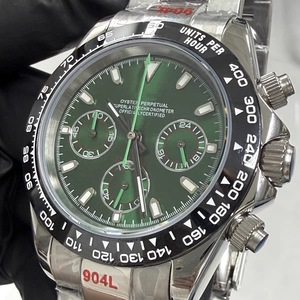 <b>Men</b> Quartz Chronograph <b>Watch</b> 39mm <b>Black</b> Bezel Green Dial Sapphire Glass With VK63 Movement - Product Image 4