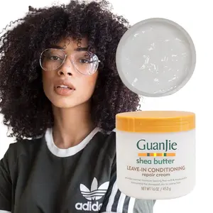 Reparar daños Frizz seco Restore Mascarilla suave para el cabello Crema reparadora acondicionadora sin enjuague con manteca de karité para cabello natural