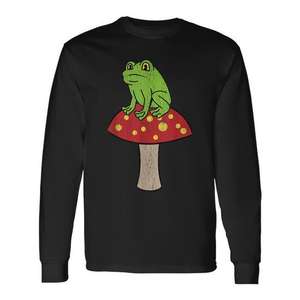 Frog <b>Mushroom</b> Long Sleeve T-<b>Shirt</b> Cottagecore Farmcore Aesthetic - Product Image 1