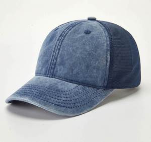Wholesale in Stock Vintage Hats Custom Logo Tight <b>Mesh</b> Baseball Cap <b>Net</b> Washed Baseball Cap - Product Image 5