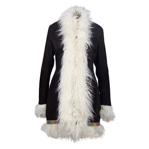 Afghan Coat Retro Penny lane <b>Suede</b> Leather Mongolian Fur Women's Long Trench Coat Afghan Coat Penny lane <b>Suede</b> Leather Mongolian - Product Image 1