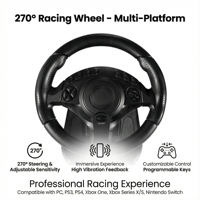 Volant de jeu ergonomique à double vibration YJT-4SW2004, angle de 270 degrés, respectueux de l'environnement, compatible avec PC/Android