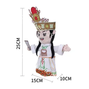 Sinicism Custom 25 cm Peking Opera Handpuppe Peking Opera Spielzeug mit Kostüm Fan Druck Plüsch Peking Opera Handpuppen Spielzeug