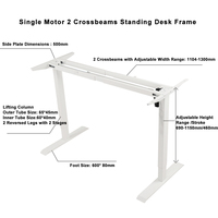 Table de bureau électrique moderne réglable en hauteur avec moteur unique et deux traverses