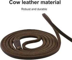 Deslice enrollado genuino crudo cuero Real deslizamiento entrenamiento caminar perro tracción cuerda mostrar Collar Correa P cadena plomo - Product Image 2