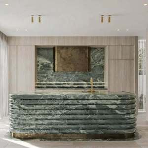 Elegant Green Marble Counter Modern Reception <b>Desk</b> Salon Design With Storage <b>Cabinet</b> Factory Price - Product Image 3