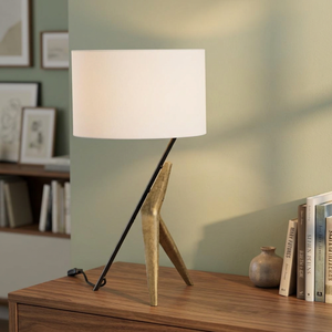 Modern Drum Table Lamp Solid Wood Base Metal Stand <b>Bedside</b> <b>Reading</b> <b>Light</b> for Living Room Bedroom - Product Image 2