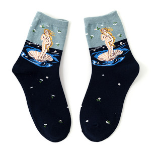 Chaussettes en coton peinture à l'huile par deux couleurs, Cool, à la mode, <span class=keywords><strong>Van</strong></span> <span class=keywords><strong>Gogh</strong></span>, personnalisées, chaudes, pour femmes - Product Image 3
