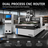 Machine de découpe CNC à double tête pour usage industriel, avec rouleau de pression pour rainurage en V et découpe de feuilles ACP fines et panneaux signalétiques