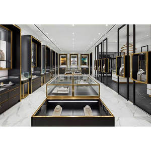 Vitrine à bijoux de luxe d'exposition, meubles de boutique de bijoux, en verre citrine, armoire d'exposition - Product Image 1