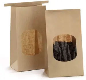 Ijzerdraad Papieren Zak Brood Cookie Verpakking Met Clear Window & Aangepaste Logo Gedrukt