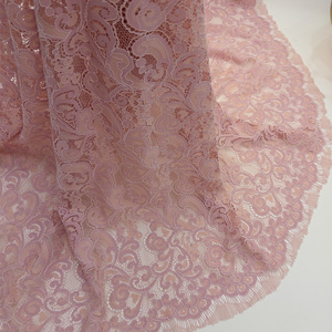 YY High Quality Wave Pattern Nylon Cotton <strong>Lace</strong> <strong>Fabric</strong> Pink Luxury Eyelash Embroidered <strong>Lace</strong> <strong>Fabric</strong> For Women Dress &amp; Blouse - Product Image 1