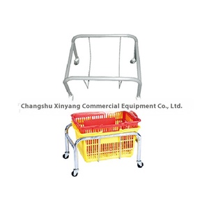 防水プラットフォームスチールPU,2022新品<span class=keywords><strong>30KG</strong></span>ブルーメタルショッピングトロリースーパーマーケットコンビニエンスストアショッピングカート630*440*900 - Product Image 3