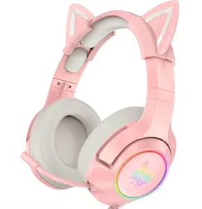 Onikuma K9 Headphone Noise Cancelling Telinga Kucing Lucu dengan Mikrofon Earmuff Nyaman Earphone Gammer Tahan Air