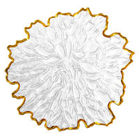 Assiettes de présentation en verre en forme de fleur avec bord doré, assiettes à dîner décoratives en verre transparent pour la décoration de table de mariage et de banquet