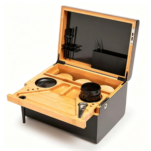 Boîte de rangement en bambou personnalisée pour herbes, anti-odeur, avec plateau roulant et broyeur à herbes, vente en gros - Product Image 2