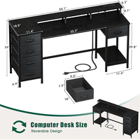 Support d'unité centrale pliable de grande taille avec support de moniteur de prise de courant et étagère Pegboard Table d'ordinateur de jeu avec tiroir