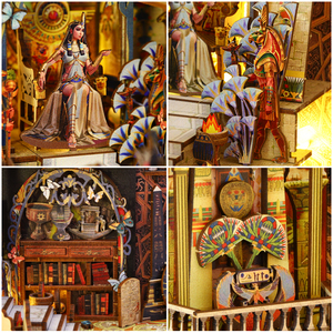 Escena de Librería Vintage Egipcia de Madera para Armar, Miniatura 3D de Casa de Muñecas, Decoración para Estante, Regalo de Cumpleaños - Product Image 2