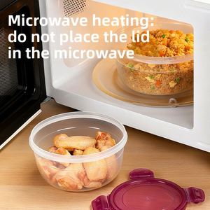 Round Food Grade Plastic Fresh Keeping <b>Box</b> Sealed <b>Lunch</b> <b>Box</b> Refrigerator Fruit Container Daily Kitchen Fresh Bowl - Product Image 2