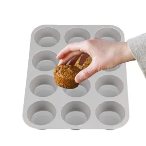 Khuôn Nướng Bánh Mini Không Dính 12 Lỗ Khuôn Làm Bánh Muffin Khuôn Làm Bánh Cupcake Bằng Silicon