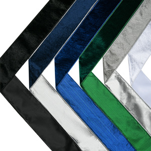 E-Magic Hot Bán Cổ Điển Màu Đỏ Rắn Màu Polyester 6.3Cm Vàng Ribbon Kim Loại Cạnh Giáng Sinh Overlock Ribbon Nhung Ribbon - Product Image 3