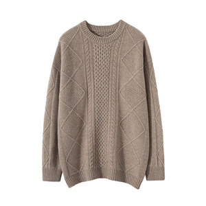 Pull en <span class=keywords><strong>laine</strong></span> mérinos 100% pour homme, col rond, tricot épais, chaud et décontracté pour l'hiver, personnalisation OEM disponible - Product Image 1