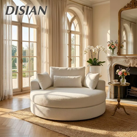 Fauteuil Rond en Mousse Compressible, Fauteuil d'Appoint de Luxe en Bouclé, Vente en Gros pour Hôtels et Appartements