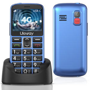 Téléphone 4G LTE pour seniors avec grande batterie, double carte SIM, appareil photo, radio FM, bouton SOS, prise en charge de l'espagnol, design à clapet, station de charge - Product Image 1