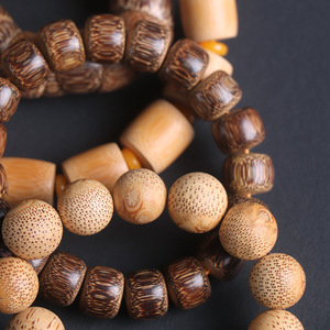 Buddhist Prayer Beads Bracelets Solid Bamboo Handcrafted Unisex Religious Jewelry - Product Image 3