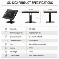 kiosque de tablette de point de vente en métal antivol de sécurité support de tablette de montage de bureau pour iPad 10.2"