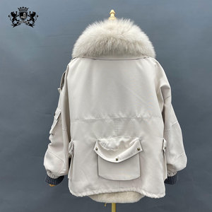 Janefur-chaqueta Reversible para mujer, abrigo de piel de conejo Real forrado, Parka de piel de zorro Natural, moda de invierno - Product Image 5