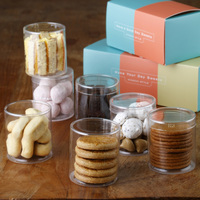 Petite boîte cadeau ronde en plastique recyclable transparente pour cadeau de mariage, emballage personnalisé pour bonbons et biscuits