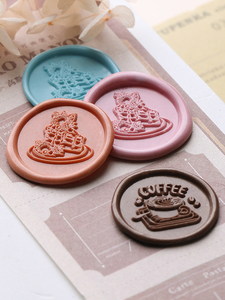 Timbro a Secco Dorato per Sigilli in Cera Serie Tè Pomeridiano, Testa del Timbro Circolare da 2,5 cm, per Inviti e Buste, con Logo Personalizzato, Produttore - Product Image 6
