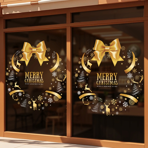 Fenêtre de Noël statique s'accroche autocollants de fenêtre électrostatique pour verre Double face réutilisable décoration de la maison décalcomanies amovibles - Product Image 2